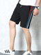 Black Loose Side Stripe Plus Size Men Shorts for Casual Sporty