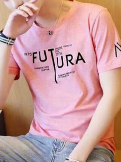 Pink Loose Letter T-Shirt Plus Size Men Shirt for Casual