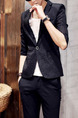 Black Slim Jacquard One Button Men Suit for Office Evening Wedding Groomsmen