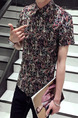 Colorful Slim Printed Lapel Shirt Men Shirt for Casual Party