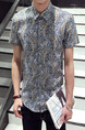 Colorful Slim Printed Lapel Polo Men Shirt for Casual Party