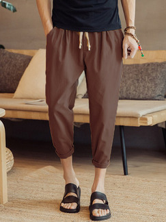 Dark Coffee Loose Harlen Band Pants Men Pants for Casual Sporty