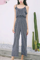 Grey Jumpsuit Strap Wide Leg Ruffled Stripe Slip Jumpsuit for Casual Party
