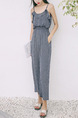 Grey Jumpsuit Strap Wide Leg Ruffled Stripe Slip Jumpsuit for Casual Party