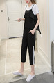 Black and White Loose Linking Contrast Furcal Adjustable Waist Ruffled    Jumpsuit for Casual Party