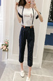 Blue and White Loose Strap Round Neck Stripe Linking Contrast Located Printing Jumpsuit for Casual Party Office