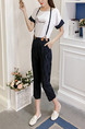 Blue and White Loose Strap Round Neck Stripe Linking Contrast Located Printing Jumpsuit for Casual Party Office