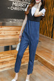 White Black and Blue Denim Jumpsuit Two-Piece V Neck Contrast Linking  Jumpsuit for Casual Office Party