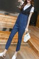 White Black and Blue Denim Jumpsuit Two-Piece V Neck Contrast Linking  Jumpsuit for Casual Office Party