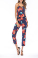 Colorful Slim Printed Sling Siamese Pants Floral Jumpsuit for Casual Party Beach