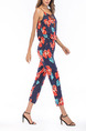 Colorful Slim Printed Sling Siamese Pants Floral Jumpsuit for Casual Party Beach