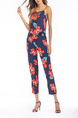 Colorful Slim Printed Sling Siamese Pants Floral Jumpsuit for Casual Party Beach