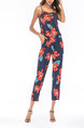 Colorful Slim Printed Sling Siamese Pants Floral Jumpsuit for Casual Party Beach