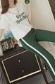 White and Army Green Loose Linking Letter Side Stripe Two Piece Pants Plus Size Jumpsuit for Casual Sporty