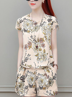 Colorful Slim Printed Wide-Leg Two Piece Shorts Floral Plus Size Jumpsuit for Casual Party