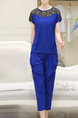 Royal Blue  Loose Cutout Linking Harlen Two Piece Pants Plus Size Jumpsuit for Casual Party Evening