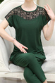 Green Loose Cutout Linking Harlen Two Piece Pants Plus Size Jumpsuit for Casual Party Evening