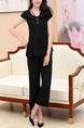 Black Plus Size Slim Ruffled Round Neck Hang Neck Adornment High Waist Pants Wide Leg Two Piece Jumpsuit for Casual Party Office