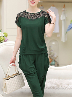 Dark Green and Black Loose Cutout Linking Harlen Two Piece Pants Plus Size Jumpsuit for Casual Party Office Evening