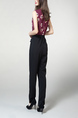 Wine red and Black Jumpsuit Slim Zipped Pocket Placket Front Printed Band Belt Jumpsuit for Casual Party Office
