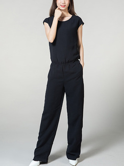 Black Plus Size Jumpsuit Zipped Adjustable Waist Pocket Jumpsuit for Casual Party Sporty