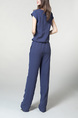 Blue Plus Size Jumpsuit Zipped Adjustable Waist Pocket Jumpsuit for Casual Party Sporty