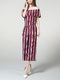 Wine red and White Boat Neck Jumpsuit Stripe Elastic Pocket Straight Jumpsuit for Casual Party