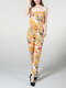 Yellow and Colorful Boat Neck Strapless Elastic Drawstring Printed Jumpsuit  Jumpsuit for Casual Party Beach
