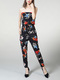 Navy Blue and Colorful Boat Neck Strapless Elastic Drawstring Printed Jumpsuit Jumpsuit for Casual Party Beach