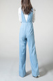 Blue V Neck Denim Sling Pocket Single-breasted Wide leg Jumpsuit Jumpsuit for Casual Party Evening