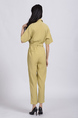 Yellow One Piece Pants Button Down Collared Jumpsuit for Casual Party Office