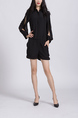 Black Long Sleeves Collared Romper Jumpsuit for Casual Party