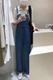 Blue and Cream Denim One Piece Jumpsuit for Casual
