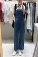 Blue and Cream Denim One Piece Jumpsuit for Casual