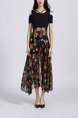 Black Colorful Two Piece Floral Overlay Skirt Jumpsuit for Casual Party Office