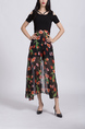 Black Colorful Two Piece Floral Overlay Skirt Jumpsuit for Casual Party Office