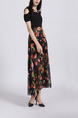 Black Colorful Two Piece Floral Overlay Skirt Jumpsuit for Casual Party Office
