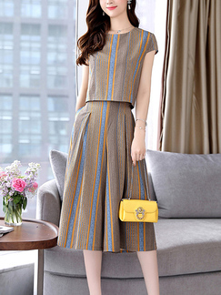 Brown Two Piece Jumpsuit for Casual Party Office