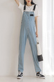 Blue and White Denim One Piece Jumpsuit for Casual