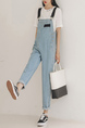 Blue and White Denim One Piece Jumpsuit for Casual