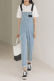 Blue and White Denim One Piece Jumpsuit for Casual