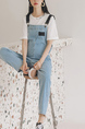 Blue and White Denim One Piece Jumpsuit for Casual