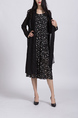 Black Colorful Two Piece Midi Dress for Casual Party Office