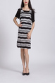 Black and White Two Piece Shift Knee Length Dress for Casual