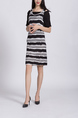 Black and White Two Piece Shift Knee Length Dress for Casual