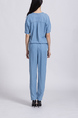 Blue Two Piece V Neck Pants Jumpsuit for Casual Party Office