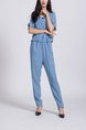 Blue Two Piece V Neck Pants Jumpsuit for Casual Party Office