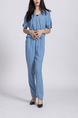 Blue Two Piece V Neck Pants Jumpsuit for Casual Party Office