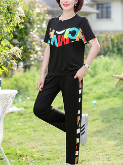 Black And Colorful Two Piece Pants Plus Size Jumpsuit for Casual