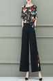 Black Colorful Two Piece Wide Leg Pants Plus Size Floral Jumpsuit for Short